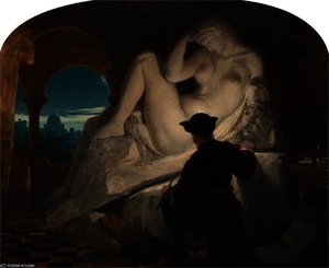 Michelangelo Sculpting the Statue of 'Night'