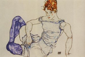 Seated Woman In Violet Stockings — Egon Schiele