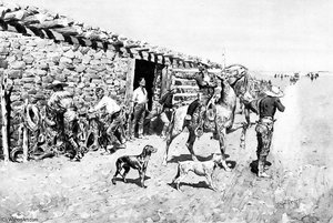 An Overland Station, Indians Coming In With The Stage — Frederic Remington