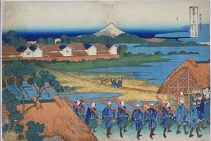 Fuji Viewed From The Pleasure Quarters At Senju — Katsushika Hokusai