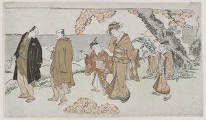 Walking Under Cherry Blossoms — Katsushika Hokusai