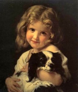 Young Girl With Spaniel — Hugues Merle