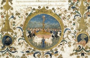 Miniature of Petrarch's Triumph of Love.