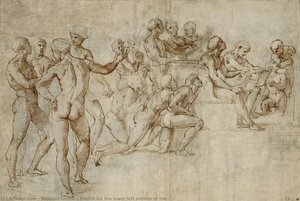 Sketch For The Lower Left Section Of The — Raphael Coxcie