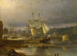 Coasters Discharging In Perth Harbour — David Octavius Hill