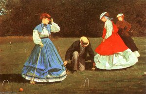 The Croquet Game, Oil On Canvas, The Art Institu — Winslow Homer, American Landscape Painting