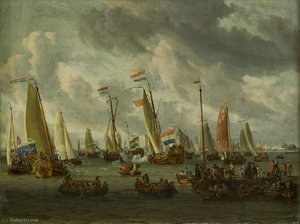 Het Spiegelgevecht Op Het Ij Ter Ere Van Het Moskovisch Gezantschap Spiegelgevecht — Abraham Storck (sturckenburch)