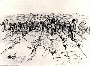Farmers Working In The Field — Vincent Willem Van Gogh, Post-impressionism