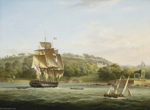 A Frigate And Other Vessels In Barn Pool Off Plymouth — Thomas Lyde Hornbrook