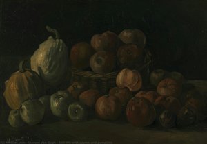 Stillleben mit Äpfeln und Kürbissen