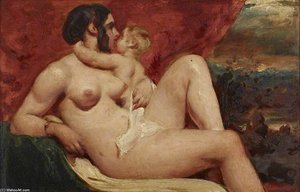 A Female Nude Embraced By A Small Child — William Etty