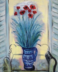 Flowers In A Blue Pitcher — Reuven Rubin