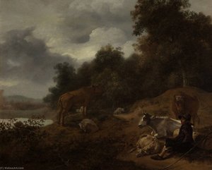 Landscape With Herdsman And Cattle — Nicolaes Pietersz Berchem, Dutch Golden Age