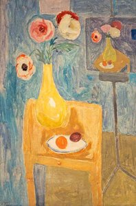 Poppies In A Yellow Vase — Sir William George Gillies
