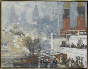 L’arrivée Du La Fayette À New York (the La Fayette Arrives In New York), 1921 — Eugène Louis Gillot, Impressionistic Landscape