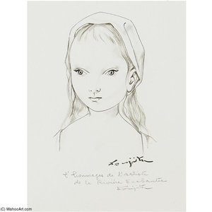 Fillette En Hommage De L'artiste De La Rivière Enchantée — Léonard Tsuguharu Foujita