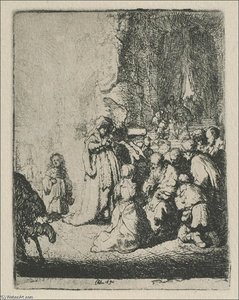 The Presentation, With The Angel — Rembrandt Van Rijn, Baroque