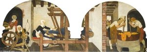 Huguenots Spinning, Weaving And Dyeing — Maurice William Greiffenhagen