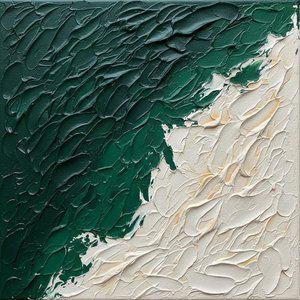 Fragmented Verdant Shadows And The Sculptural Silence Of An Eternal Cream Shoreline — David Moreau, Plaster & Texture Art