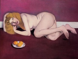 Nude Blond Woman With Tangerines — Félix Vallotton