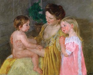 Mother And Two Children — Mary Stevenson Cassatt, Impressionism