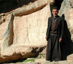 Mr. Asadi, Bakhtiyari caretaker of Kul-e Farah reliefs in front of relief I