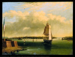 Bay And Harbor Of New York From Bedlow's Island — Edmund C. Coates, Hudson River School