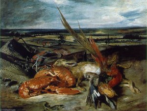 Still Life With Lobsters, 80.5x106.5, Lou — Eugène Delacroix