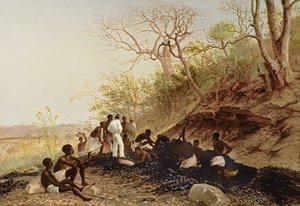 Working On A Coal Seam Near Tete — Thomas Baines