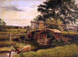 Landscape With Sheep And A Bridge — Frederick Davy