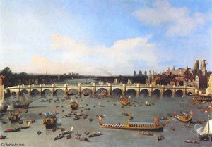 London, Westminster Bridge From The North On Lord Mayors Day (19 October (1746)) — Canaletto