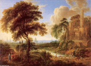 Landscape With A Castle And Town In The Distance — Gilles Neyts