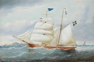 The Swedish Brigantine Wasa Of Figeholm Passing The South Stack Lighthouse On Her Way To Liverpool — William H Yorke