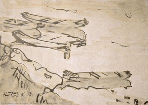 The Boats At The Kupa River — Alfred Freddy Krupa, Contemporary Realism