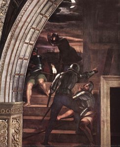 The Guards Outside the Prison, detail from 'The Liberation of St Peter' in the Stanza d'Eliodoro