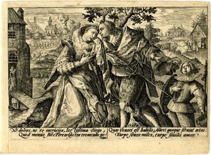 A young man saying farewell to a lady