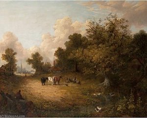 Logging Team Resting Beside A For Within An Extensive Landscape, Norwich Cathedral And Castle Beyond — Paul Jones