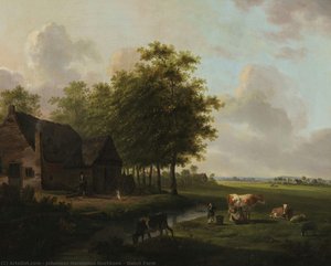 Dutch Farm — Johannes Hermanus Koekkoek, Romantic Landscape