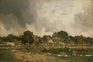 The Outskirts Of A Village — Louis Adolphe Hervier