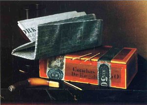 Still Life With Cigar, Pipe, New York Herald And Wiine Glass — William Michael Harnett