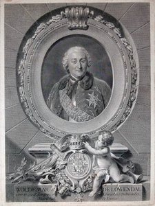Portrait Of Ulrich Woldemar, Count Of Lowendal, Marshal Of France — Johann Georg Wille