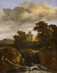Landscape With A Waterfall And Castle — Jacob Isaackszoon Van Ruisdael