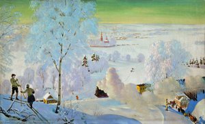 Skiers — Boris Mikhailovich Kustodiev