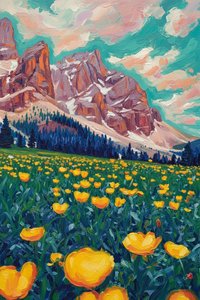 Saffron Radiance Upon The Silent Summit — Aurélie Lemoine, Fauvism