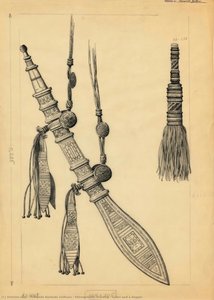 Ethnographic drawing - saber and a dagger