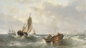 Fishermen Off The Harbour Mouth At Margate — Edwin Hayes