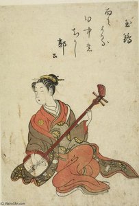 Woman Playing Shamisen — Suzuki Harunobu