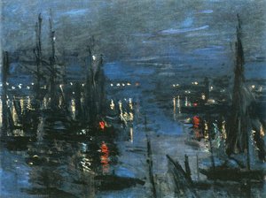 The Port Of Le Havre, Night Effect — Claude Monet, Impressionism