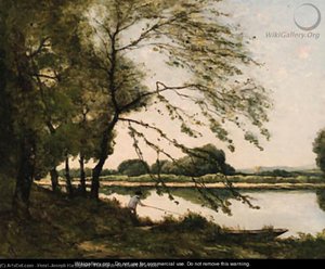 Fishing On The Banks Of A River — Henri-joseph Harpignies
