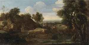 Italianate Landscape With Travelers — Herman Van Swanevelt